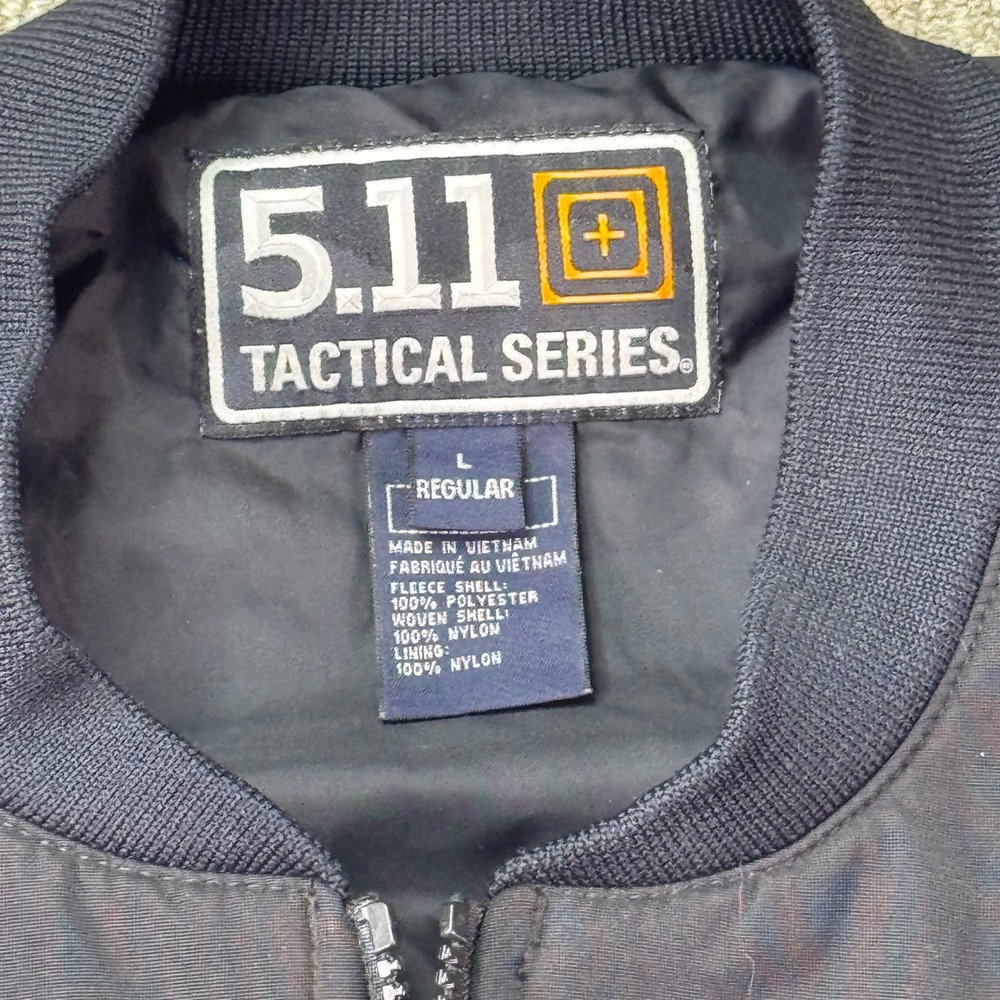 5.11 Tactical Series Fleece Lined Bomber Jacket Black Nylon Shell Size L - Picture 3 of 7